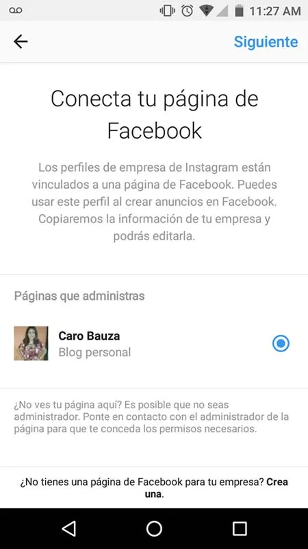 Crea instagram para empresas conectando una página de facebook 
