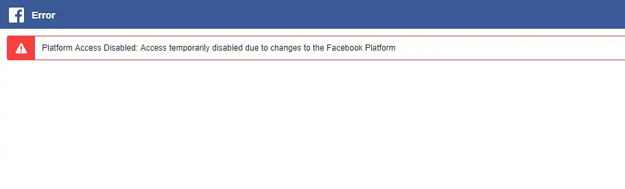 Error en facebook por actualización