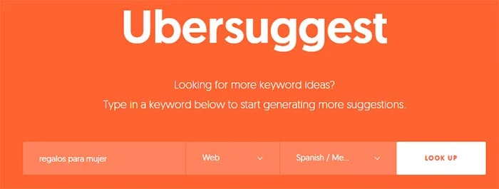 Uso de ubersuggest para búsqueda búsqueda de palabras clave