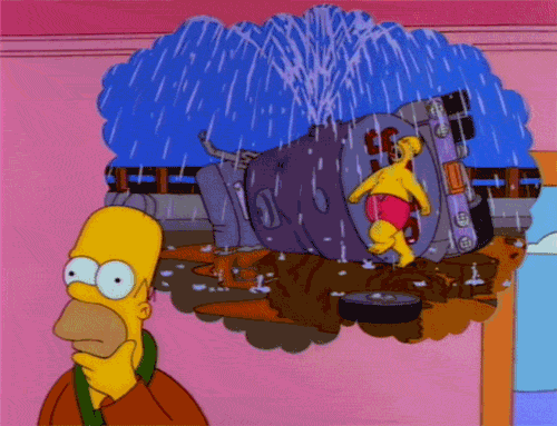 Homero pensando en refrescarse