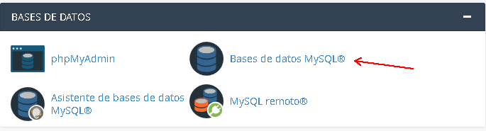 Entrando a la configuración de Base de datos MySQL desde el cPanel de nuestro Hosting