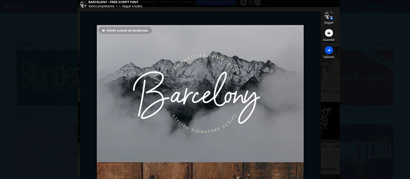 Captura de pantalla de la vista de tipografías gratis