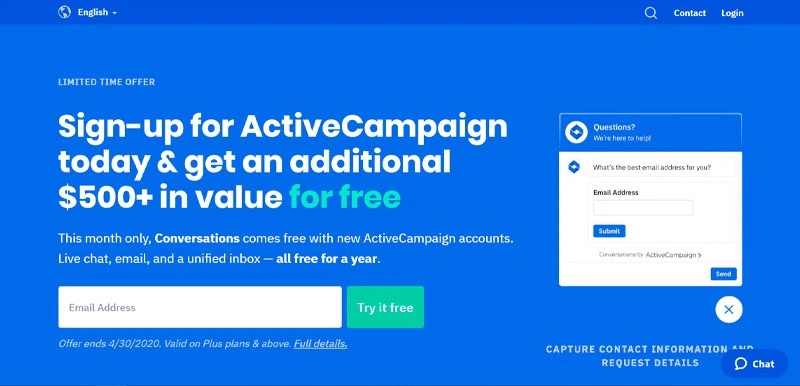 Captura de pantalla de Active Campaign