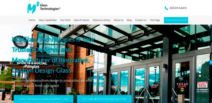 Sitio web de empresa fabricadora de vidrios M3 Glass