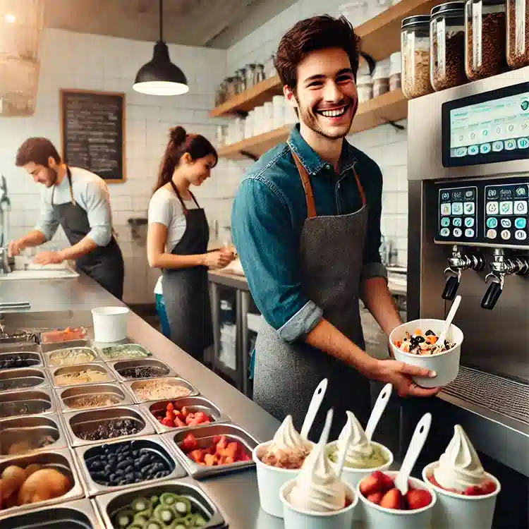 Persona sosteniendo un producto para vender a los clientes de su negocio