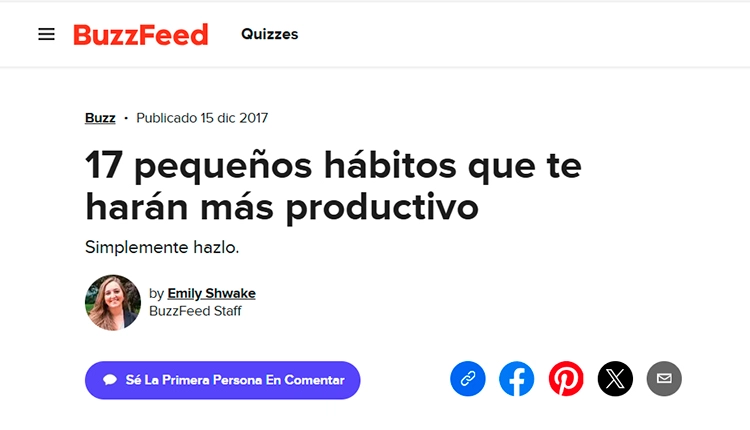 Ejemplo de contenido para redes sociales en formato listicle